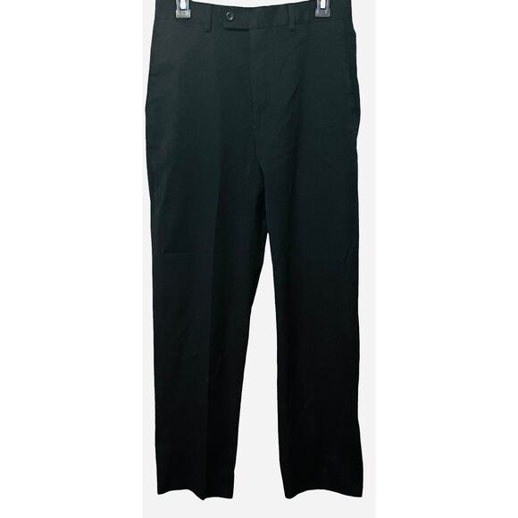 LOUIS RAPHAEL TAILORED FLAT FRONT HIGH-RISE DRESS PANTS, MENS, 30X32, BLACK - Picture 1 of 12